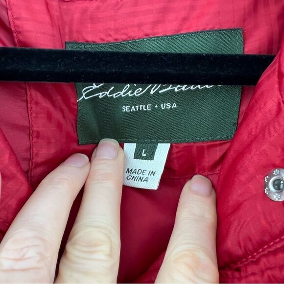 Eddie Bauer 650 Down Parka Sz L Red Long Puffer Jacket Hooded - Picture 3 of 16